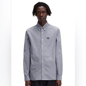 Fred Perry Men's Oxford Chambray Blue 100% cotton Button-Down Shirt